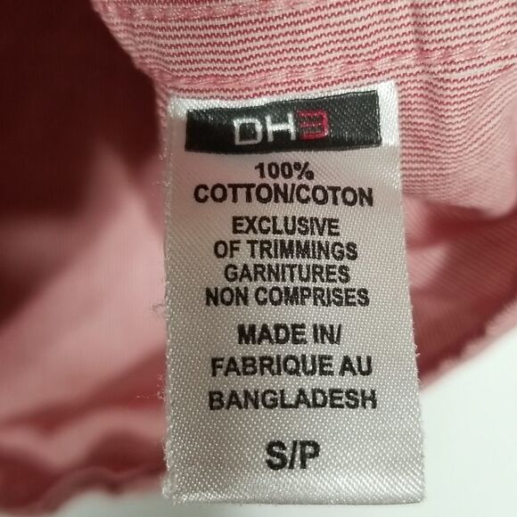 DH3 Shirt Men's Small Button Down Long Sleeve 100% Cotton Off Red Office Preppy - Picture 8 of 10